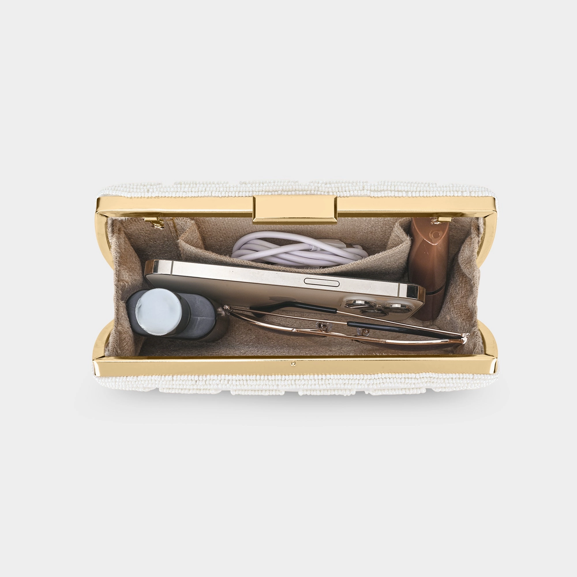 Lavie Luxe Gemmy White Medium Women's Frame Clutch