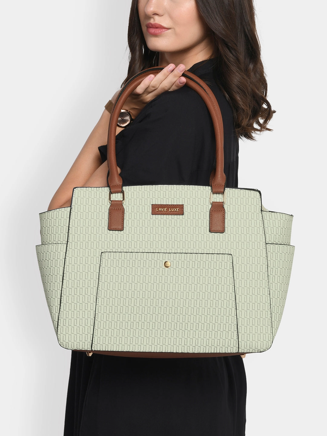 Lavie Luxe Mono Kelly Off White Large Women's Tote
