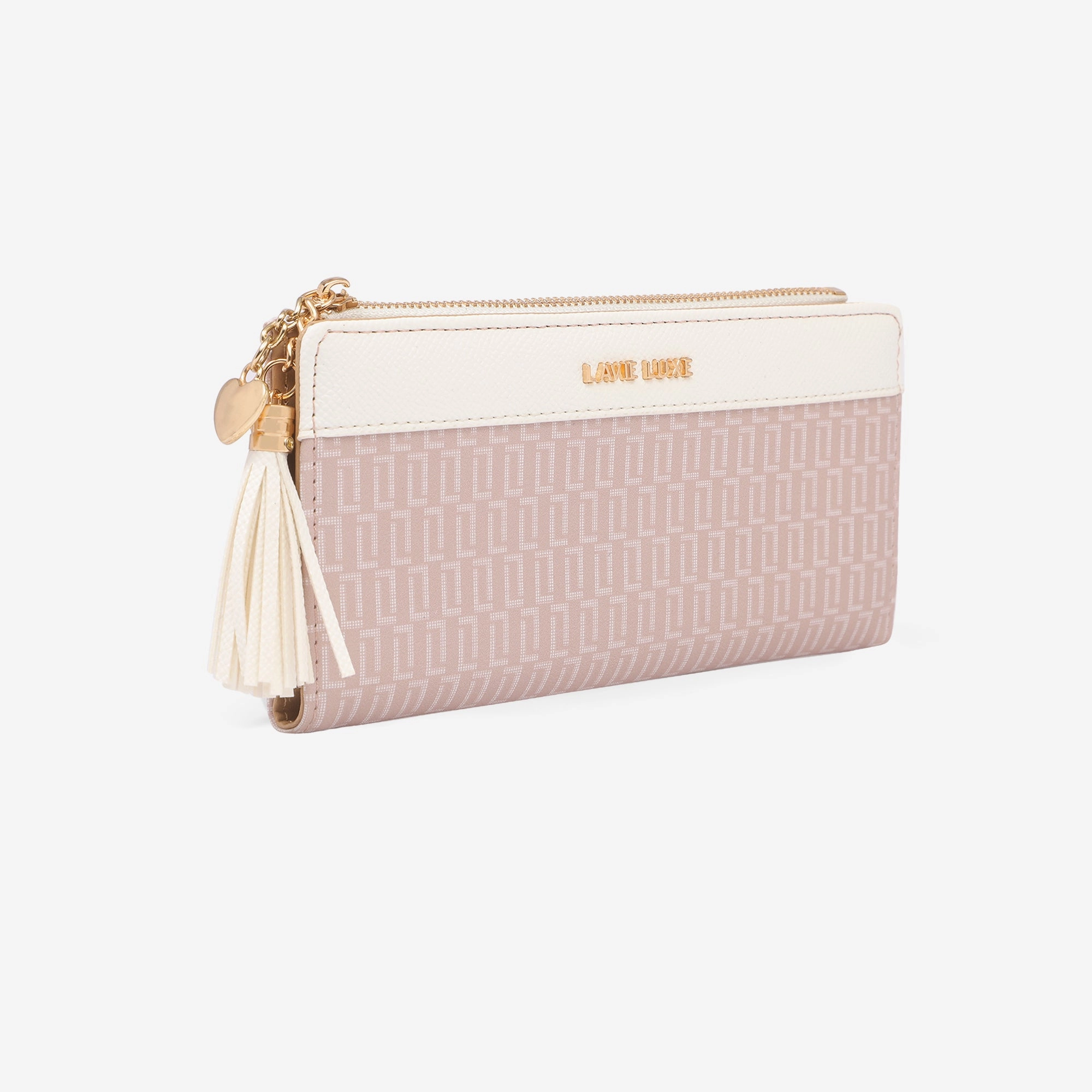 Lavie Luxe Mono Safain Pink Large Women's Bifold Zip Wallet