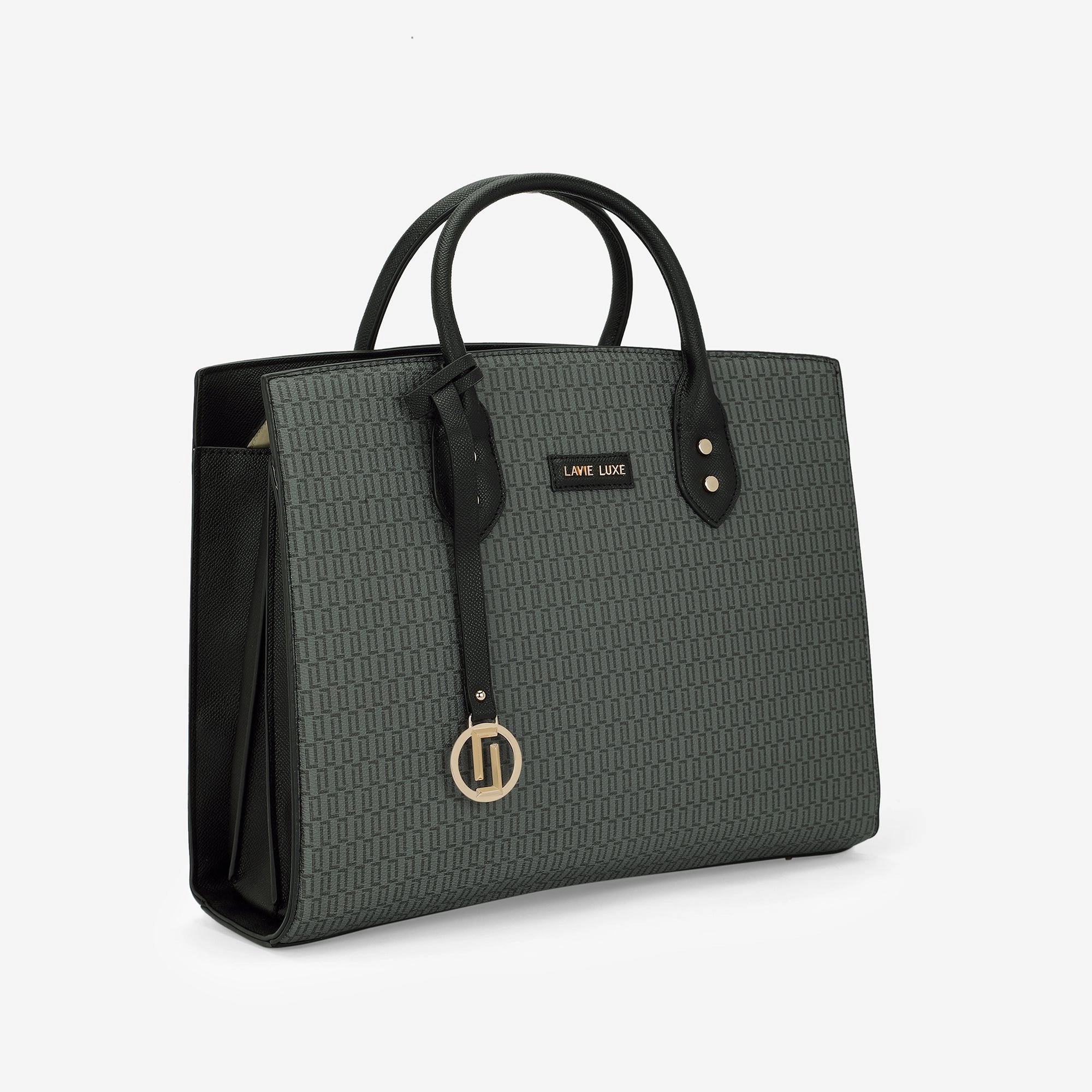 Lavie Luxe Monogram Ellon24 Black Large Women's Satchel