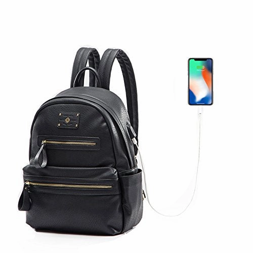 Leather Backpack By Miss Fong,Backpack For Girls Laptop Backpack For Women With Usb Charger,Fits 13