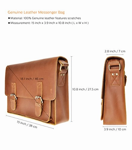 Leather Messenger Bag Zlyc 15.6 Inch Macbook Laptop Bag Vintage Briefcase Men Shoulder Bag