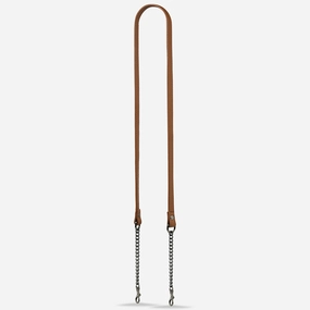 Leather Strap With Chain - Camel