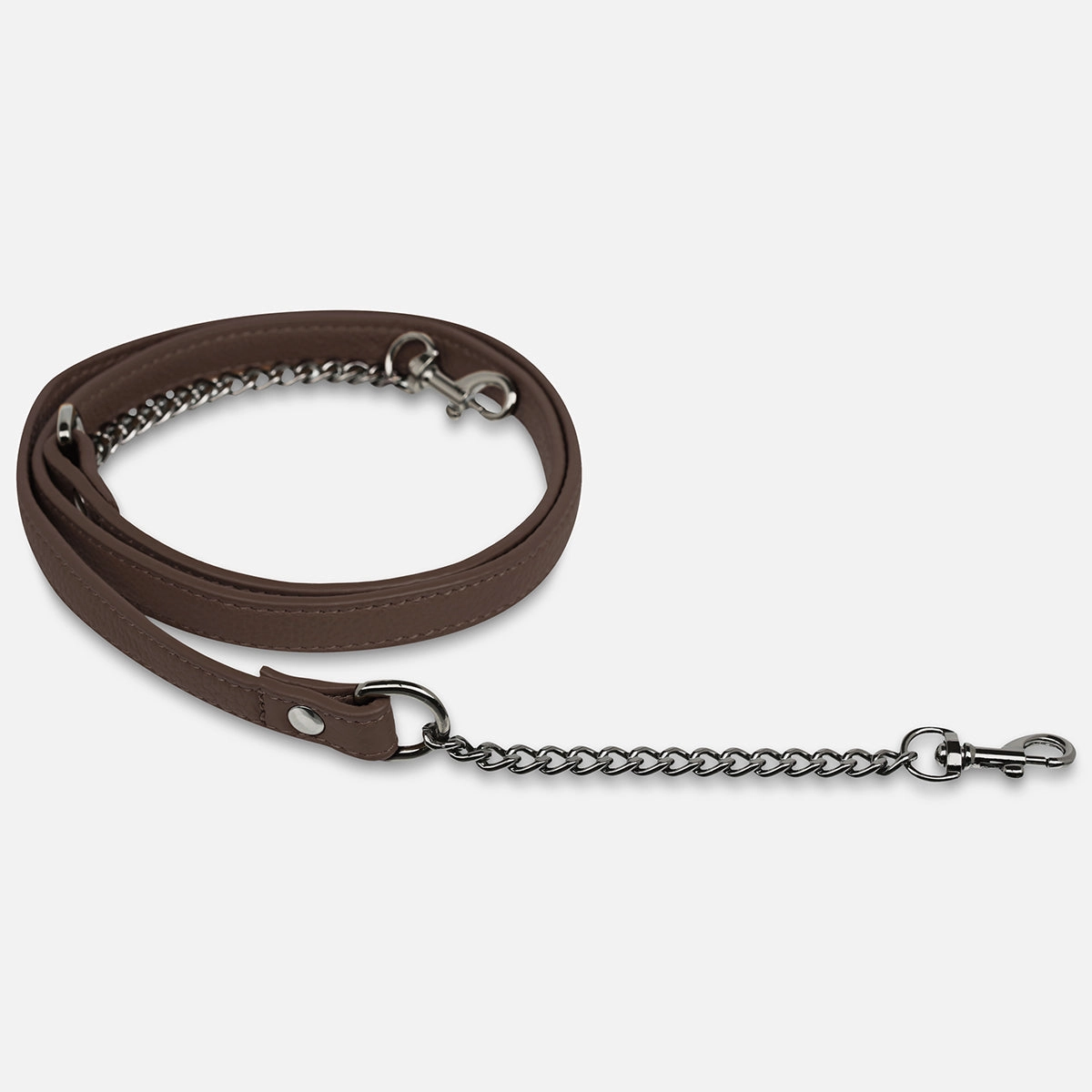 Leather Strap With Chain - Cocoa