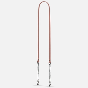 Leather Strap With Chain - Dusty Rose