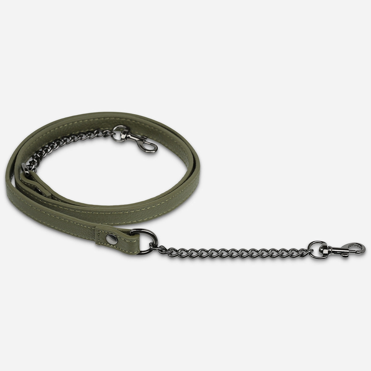 Leather Strap With Chain - Khaki