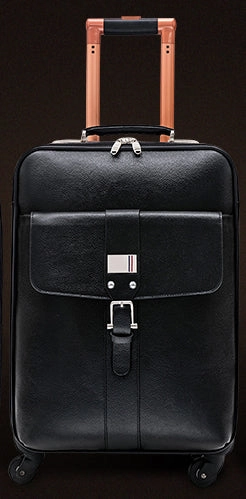 Letrend 100% Genuine Leather Rolling Luggage Spinner Business 16 Inch Carry On Trolley Travel Bag