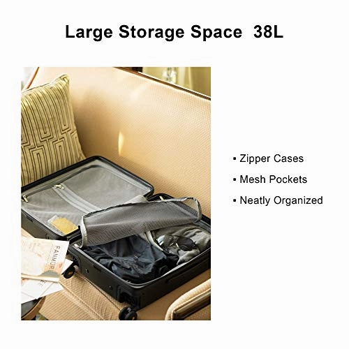 LEVEL8 Carry-On Luggage, 20 Hardshell Suitcase, Lightweight PC Textured Hardside Spinner Trolley for Luggage, TSA Approved Cabin Luggage with 8 Spinner Wheels, Black, 20-Inch Carry-On