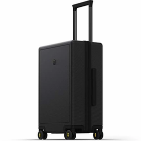 LEVEL8 Carry-On Luggage, 20 Hardshell Suitcase, Lightweight PC Textured Hardside Spinner Trolley for Luggage, TSA Approved Cabin Luggage with 8 Spinner Wheels, Black, 20-Inch Carry-On