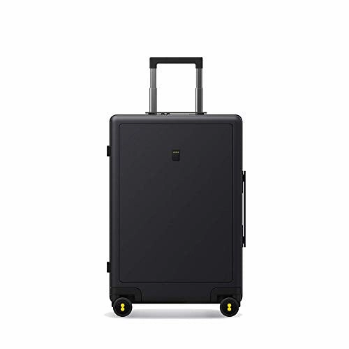 LEVEL8 Carry-On Luggage, 20 Hardshell Suitcase, Lightweight PC Textured Hardside Spinner Trolley for Luggage, TSA Approved Cabin Luggage with 8 Spinner Wheels, Black, 20-Inch Carry-On