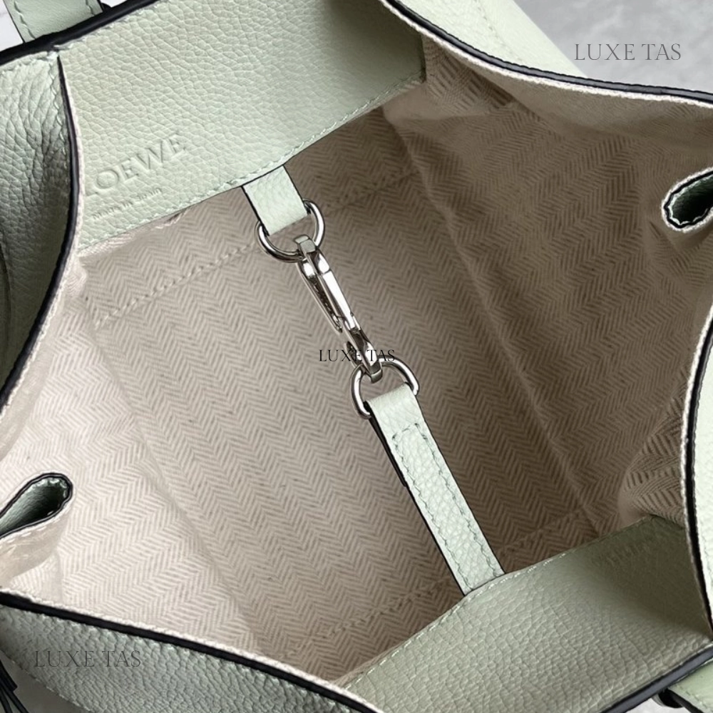 Light Celadon Compact Hammock Bag In Soft Grained Calfskin Leather Crossbody Bag for Women