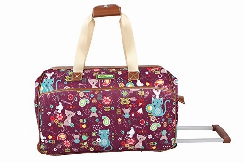 Lily Bloom Luggage Designer Pattern Suitcase Wheeled Duffel Carry On Bag (14In, Cat And Mouse)