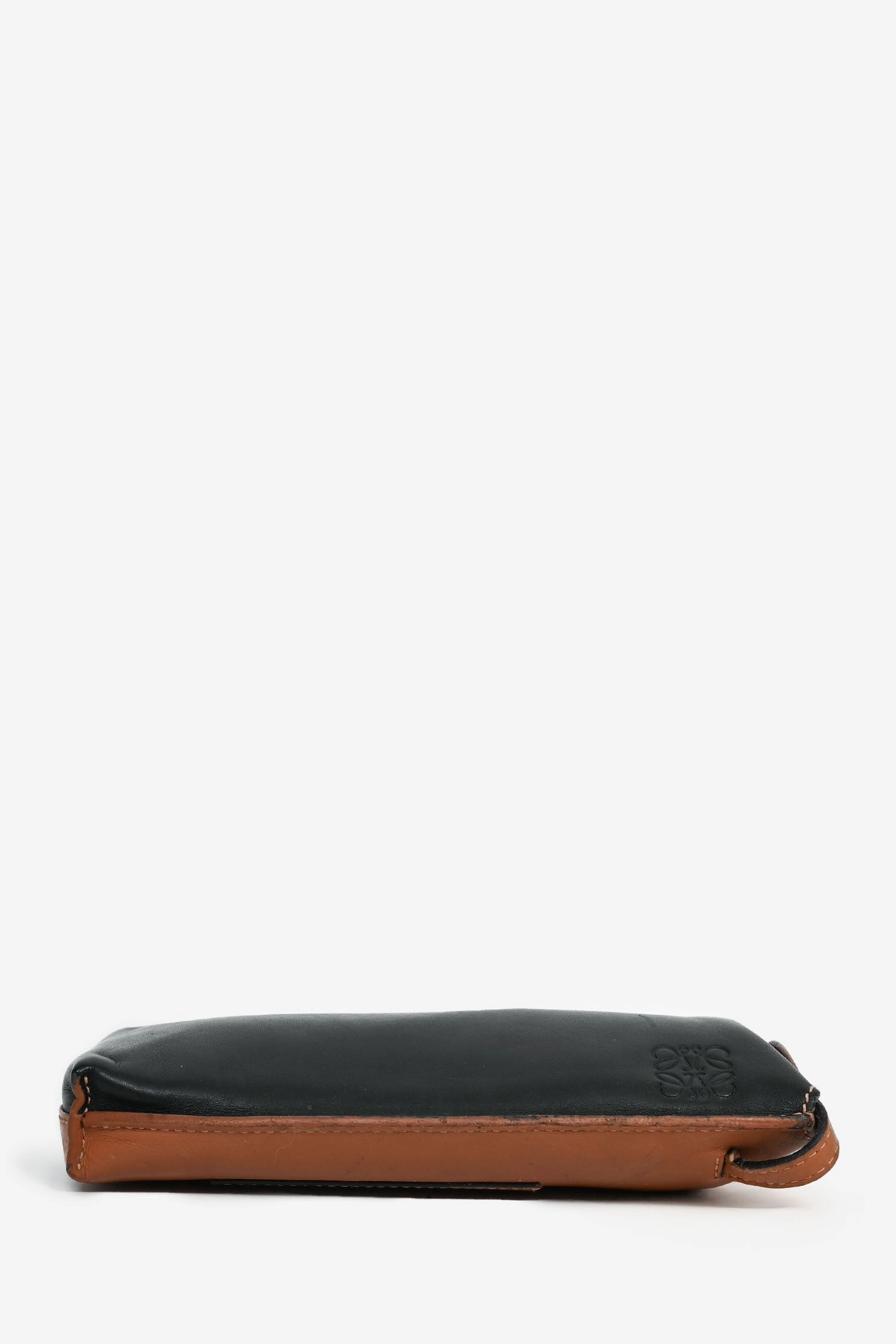 Loewe Black/Brown Leather Phone Pouch Crossbody (As Is)