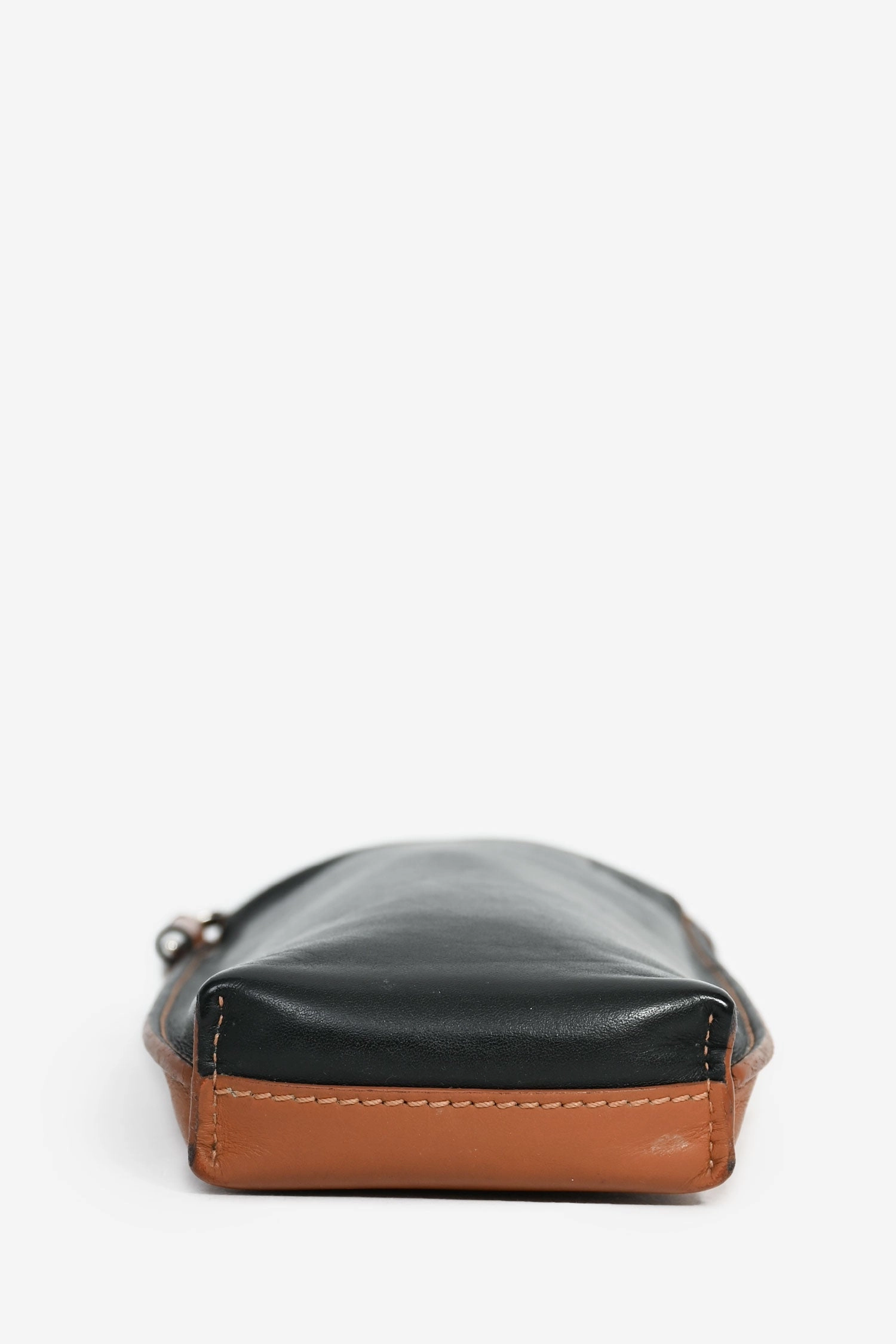 Loewe Black/Brown Leather Phone Pouch Crossbody (As Is)