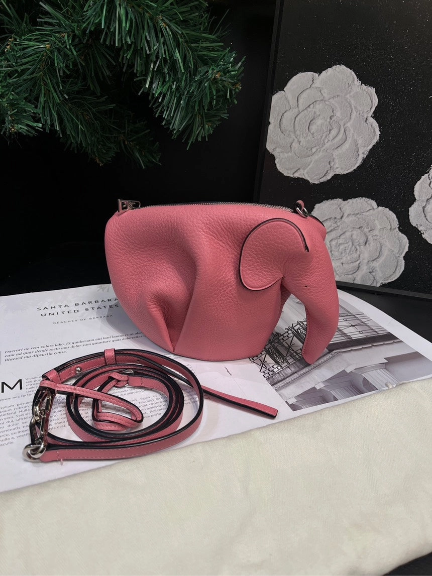 Loewe Elephant Peach Pink Leather Crossbody Bag Small