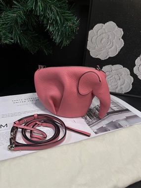 Loewe Elephant Peach Pink Leather Crossbody Bag Small