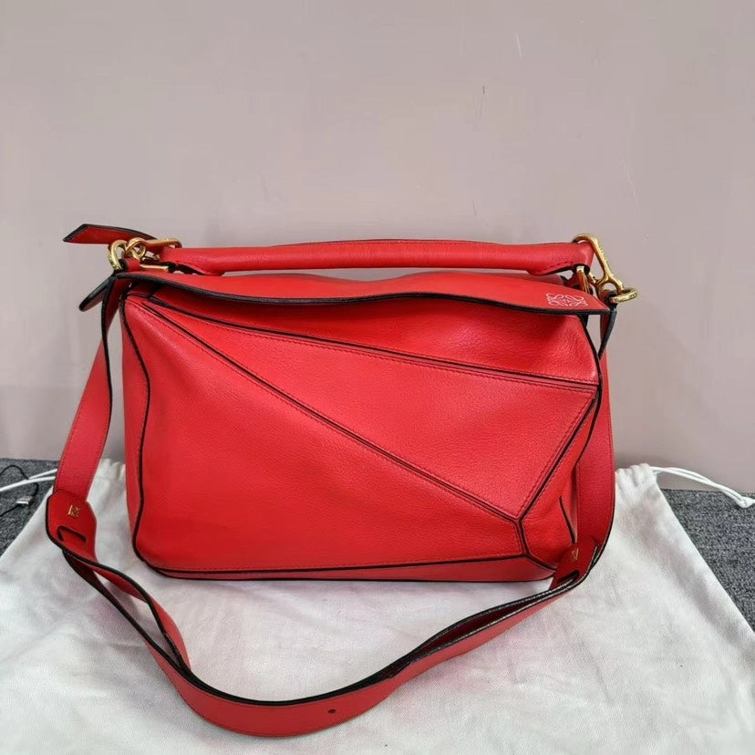 Loewe Puzzle Bag Red Large Leather Crossbody Shoulder Bag