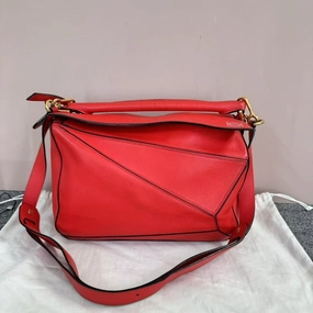 Loewe Puzzle Bag Red Large Leather Crossbody Shoulder Bag