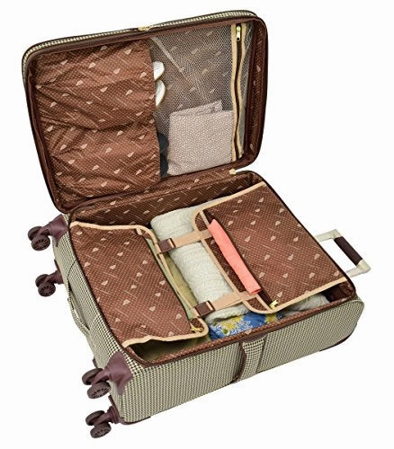 London Fog Cambridge Ii 20" Expandable Spinner, Olive Houndstooth