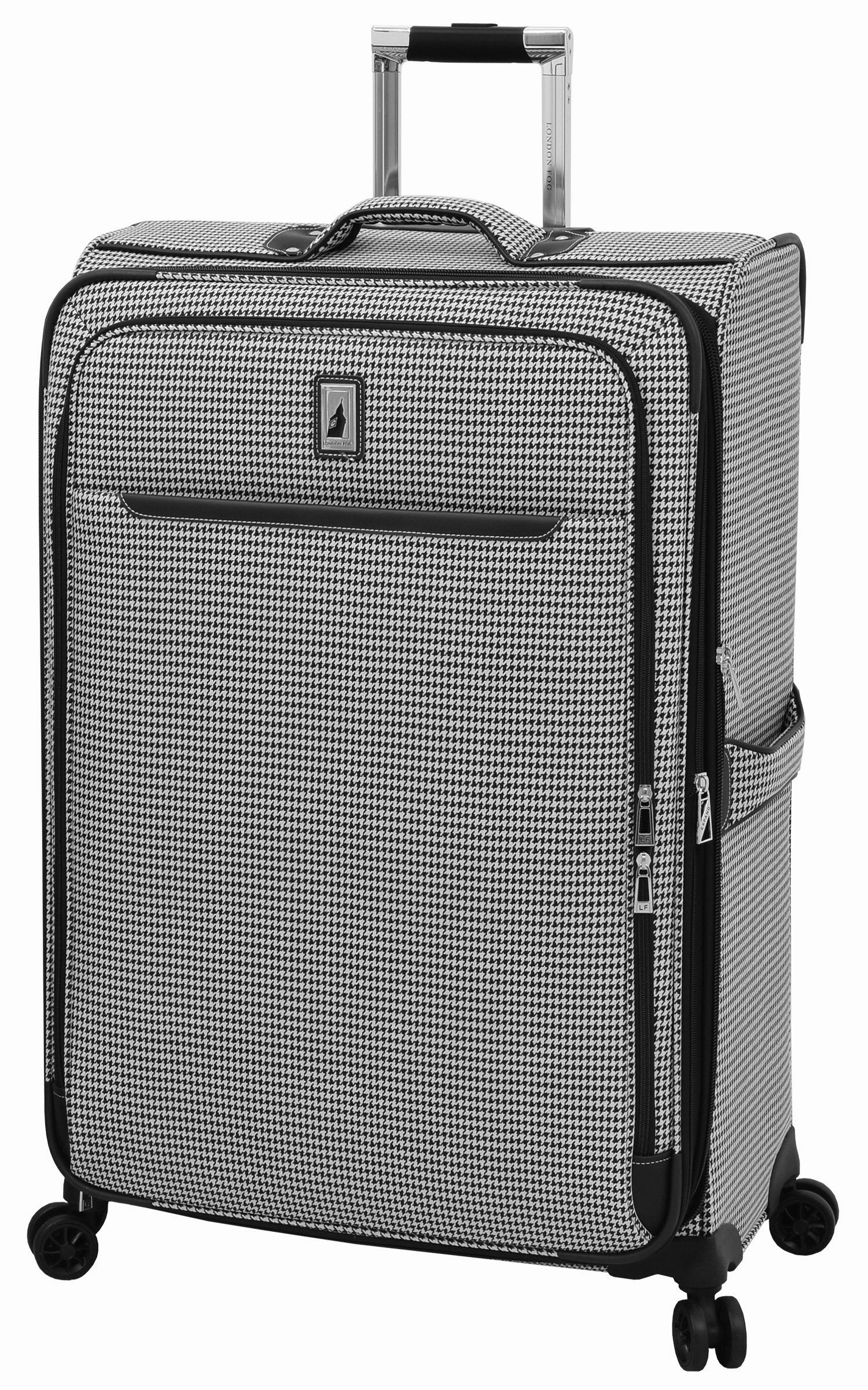 London Fog Cambridge II 4 Piece Set (Satchel, 20", 25", 29"), Black White Houndstooth