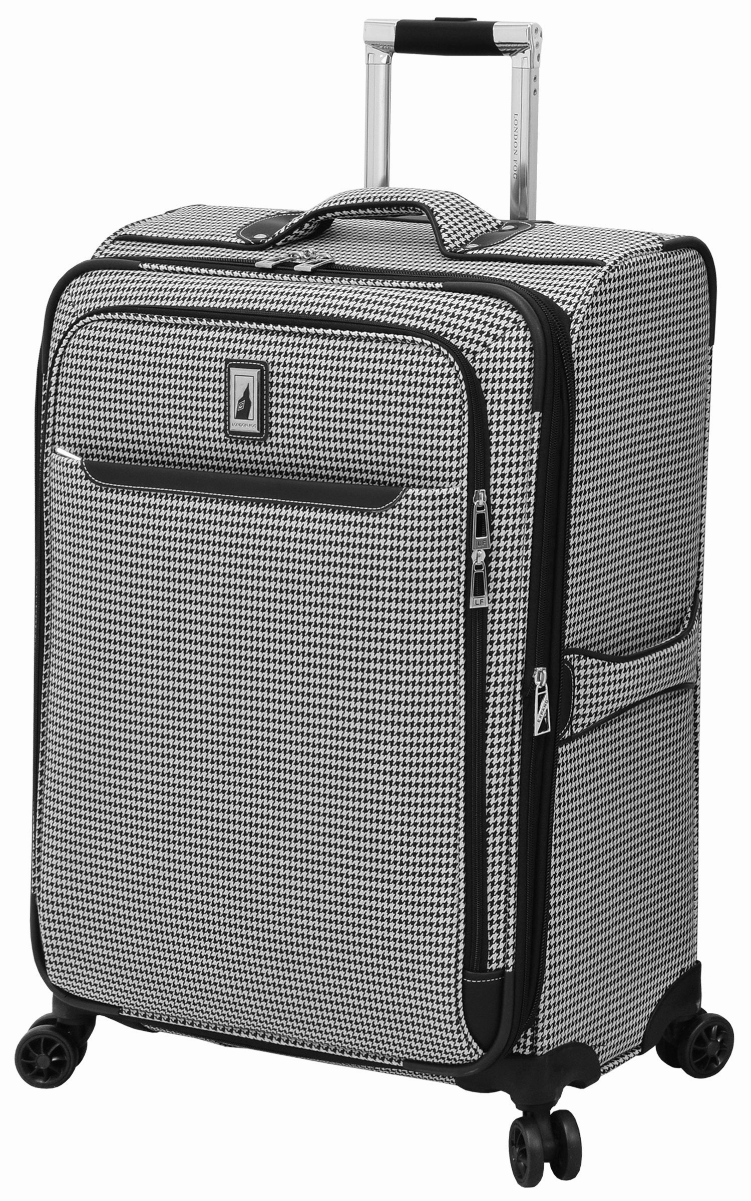 London Fog Cambridge II 4 Piece Set (Satchel, 20", 25", 29"), Black White Houndstooth