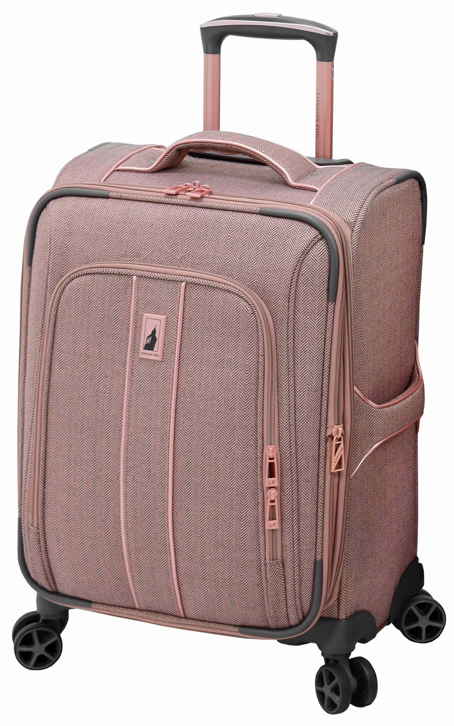 London Fog Newcastle 20" Spinner Carry-On, Rose Charcoal Herringbone