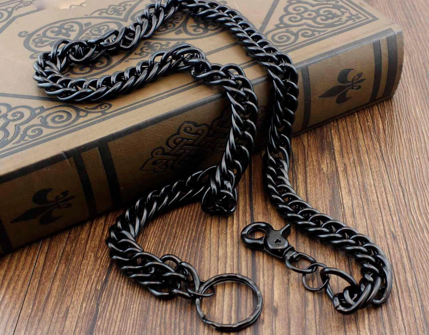 Long Black Wallet Chain Cool Black Biker Wallet Chain Black Chain for Wallet