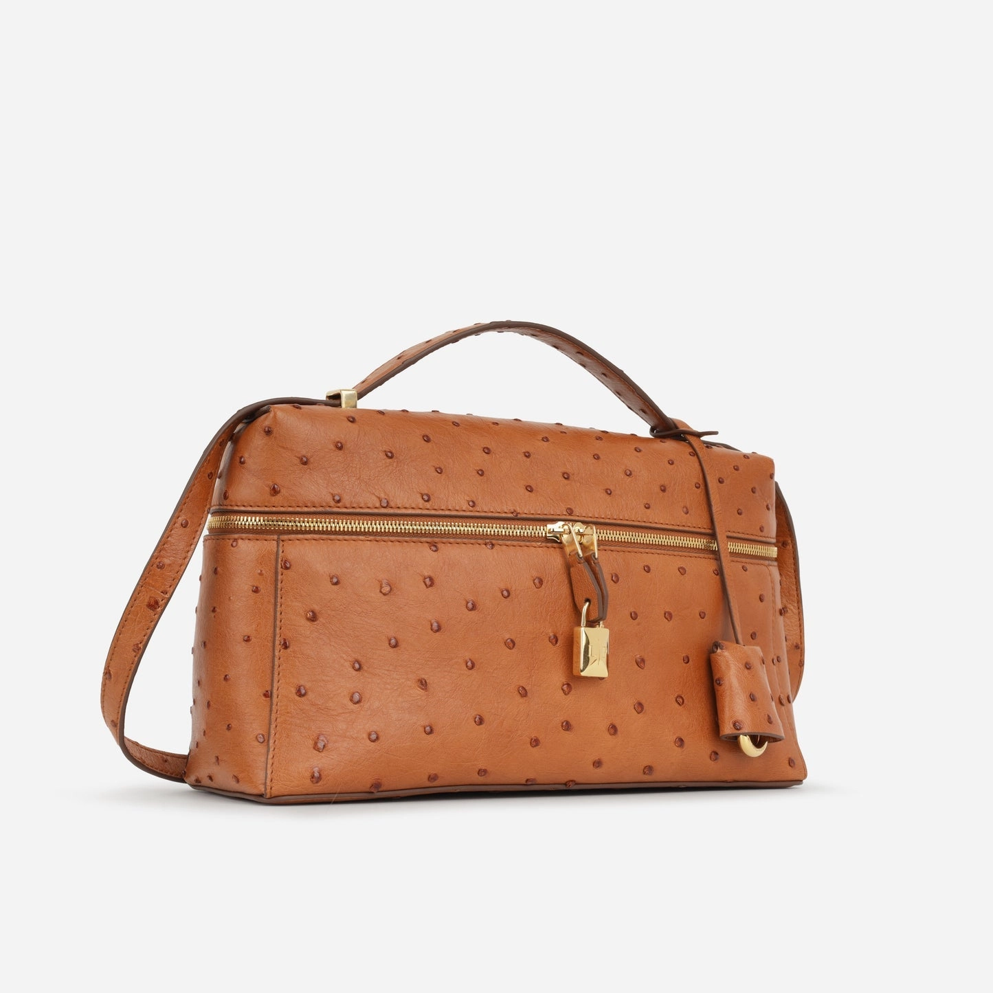 Loro Piana Loro Piana - Extra Bag L27 - Cognac Shiny Ostrich GHW - Pre-Loved