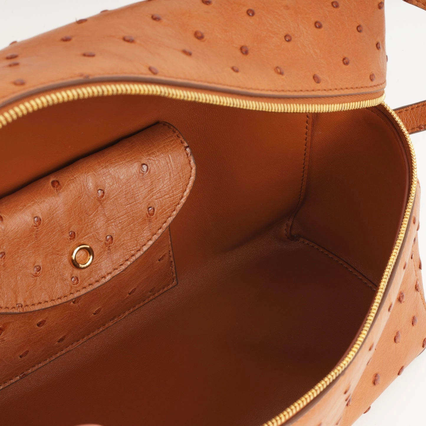 Loro Piana Loro Piana - Extra Bag L27 - Cognac Shiny Ostrich GHW - Pre-Loved