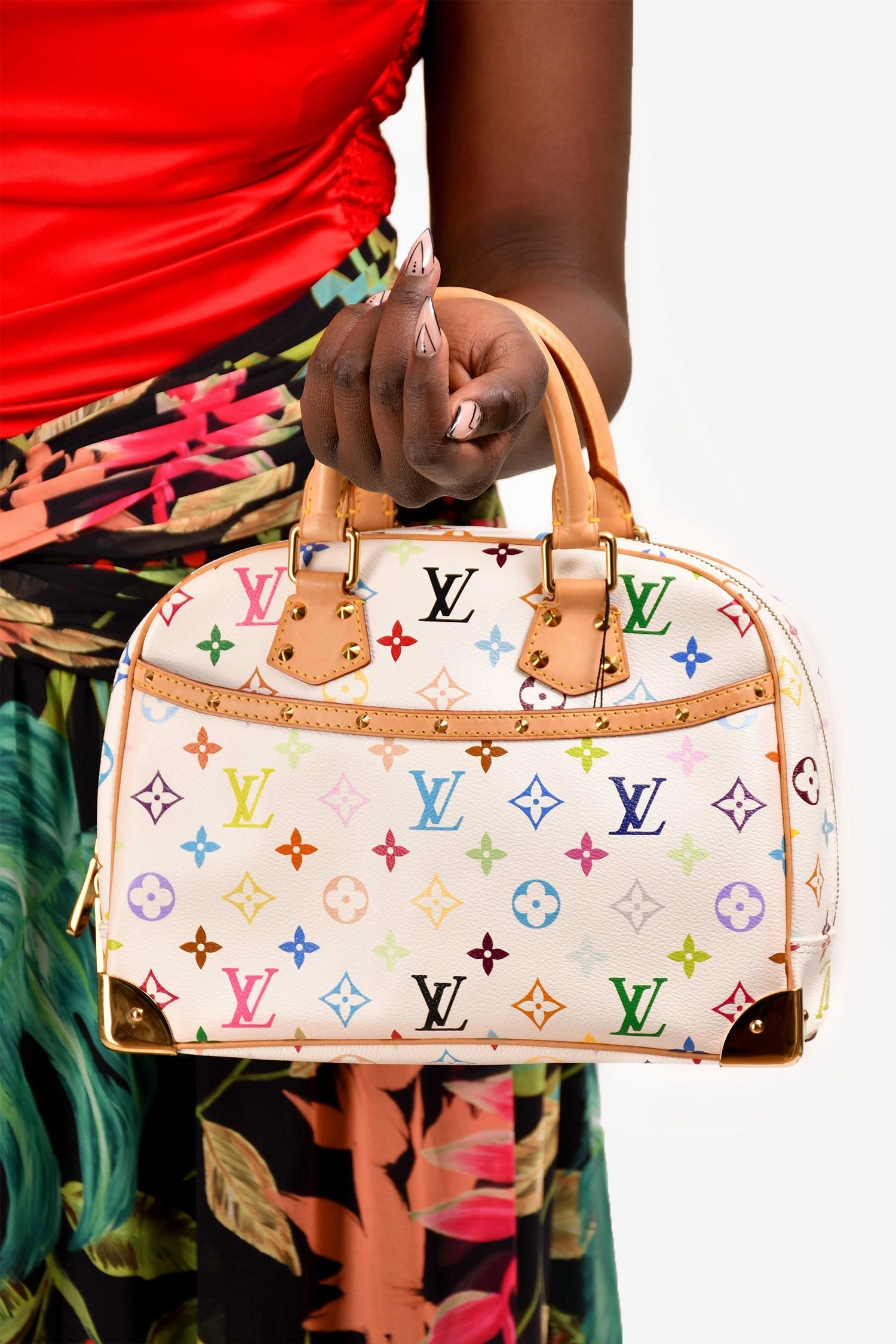 Louis Vuitton 2006 White Multicolore Monogram Trouville Bag