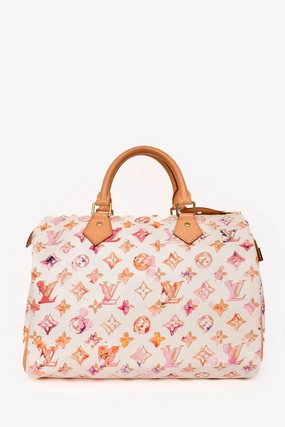 Louis Vuitton 2008 White Monogram Watercolour Aquarelle Speedy 30