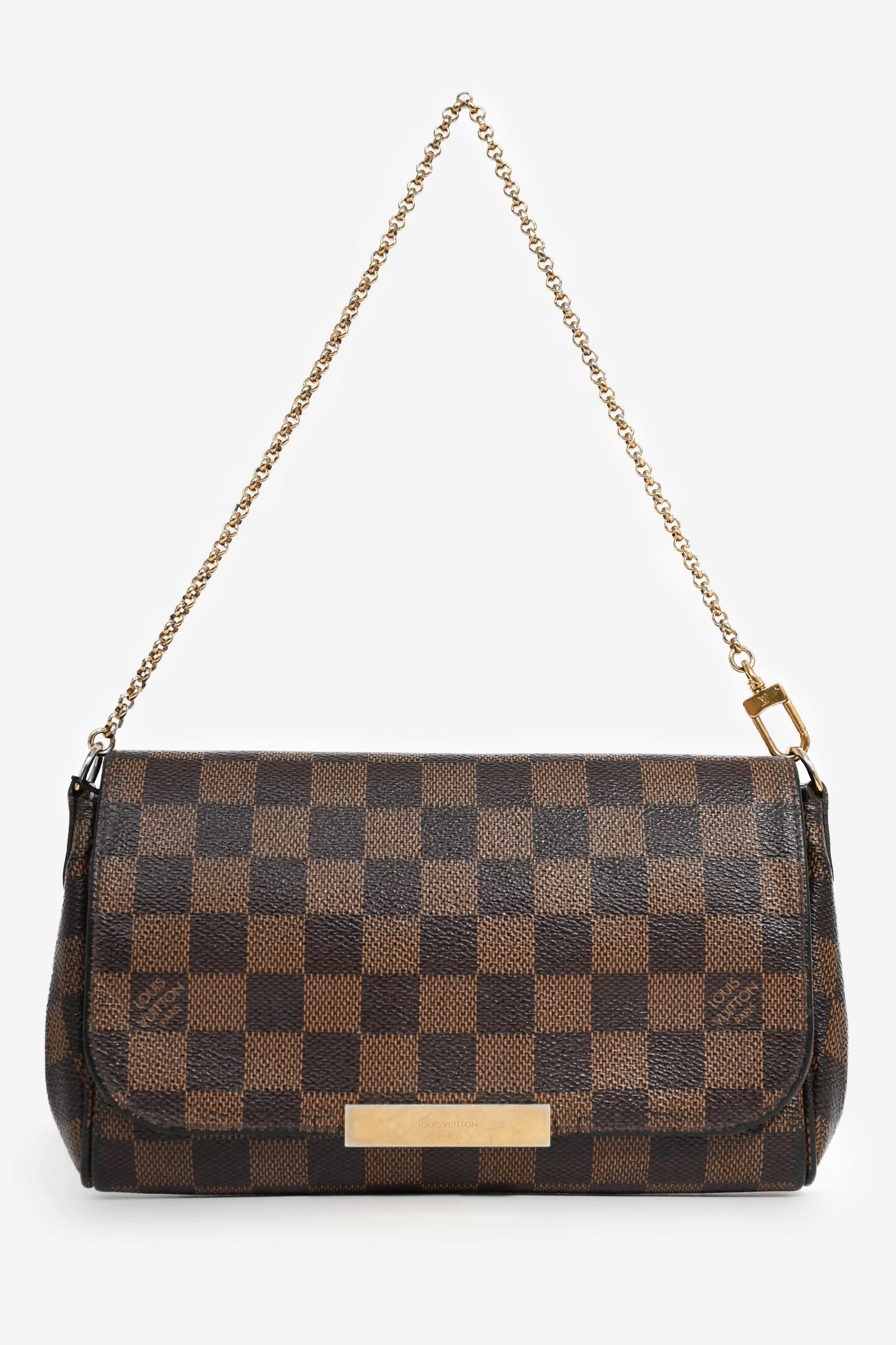 Louis Vuitton 2014 Damier Ebene Favorite Pochette on Chain with Strap
