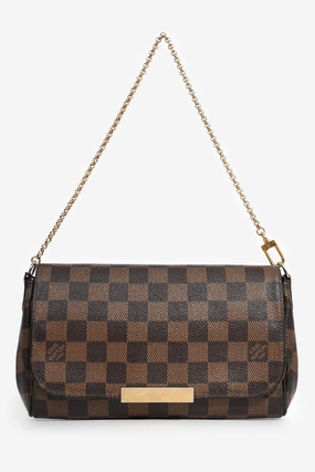 Louis Vuitton 2014 Damier Ebene Favorite Pochette on Chain with Strap
