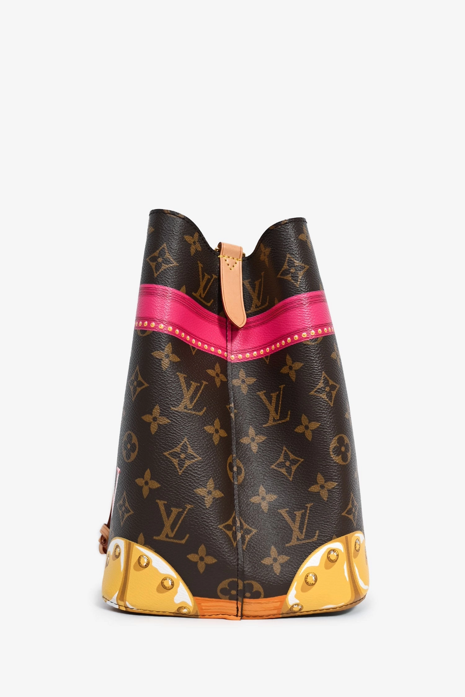 Louis Vuitton 2018 Monogram/Pink Logo 'Neo Noe' Bucket Bag with 2 Straps