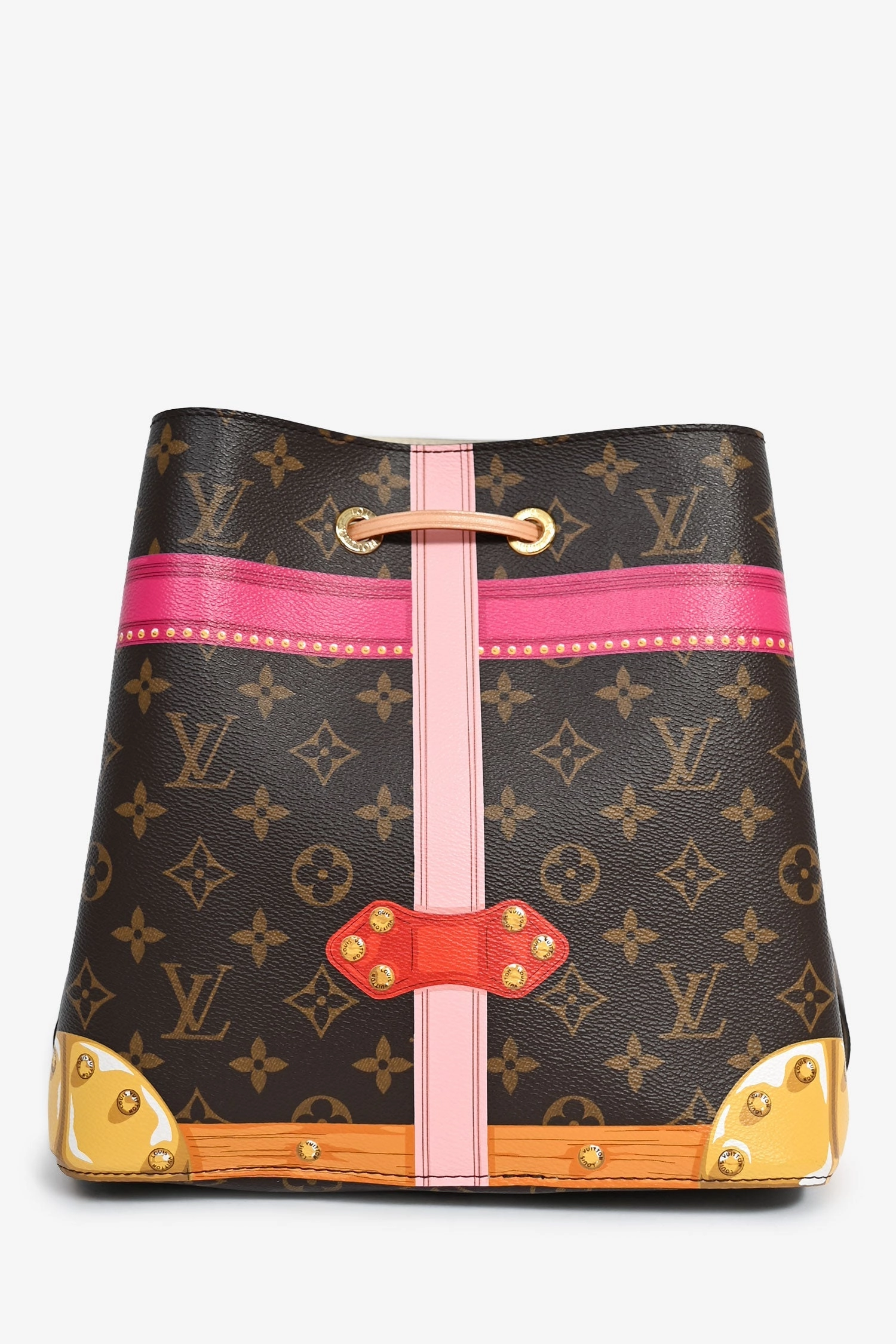 Louis Vuitton 2018 Monogram/Pink Logo 'Neo Noe' Bucket Bag with 2 Straps