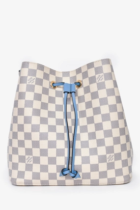 Louis Vuitton 2019 Damier Azur/ Blue Leather NeoNo MM Bucket Bag