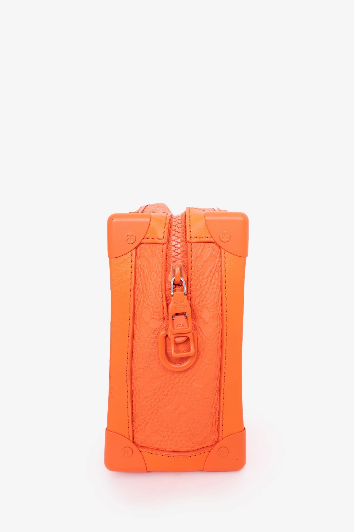 Louis Vuitton 2019 Orange Embossed Leather Soft Trunk Crossbody Bag
