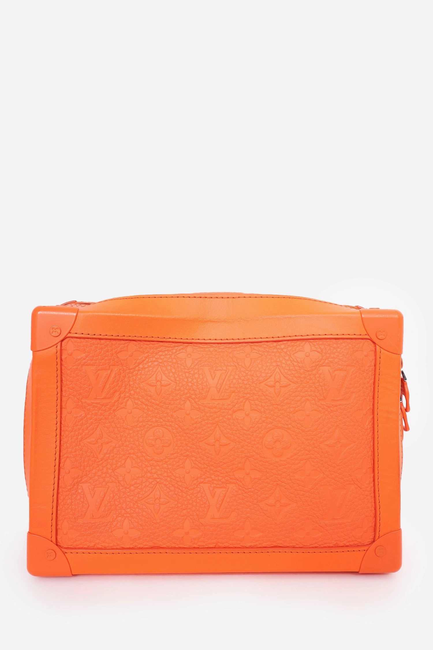 Louis Vuitton 2019 Orange Embossed Leather Soft Trunk Crossbody Bag