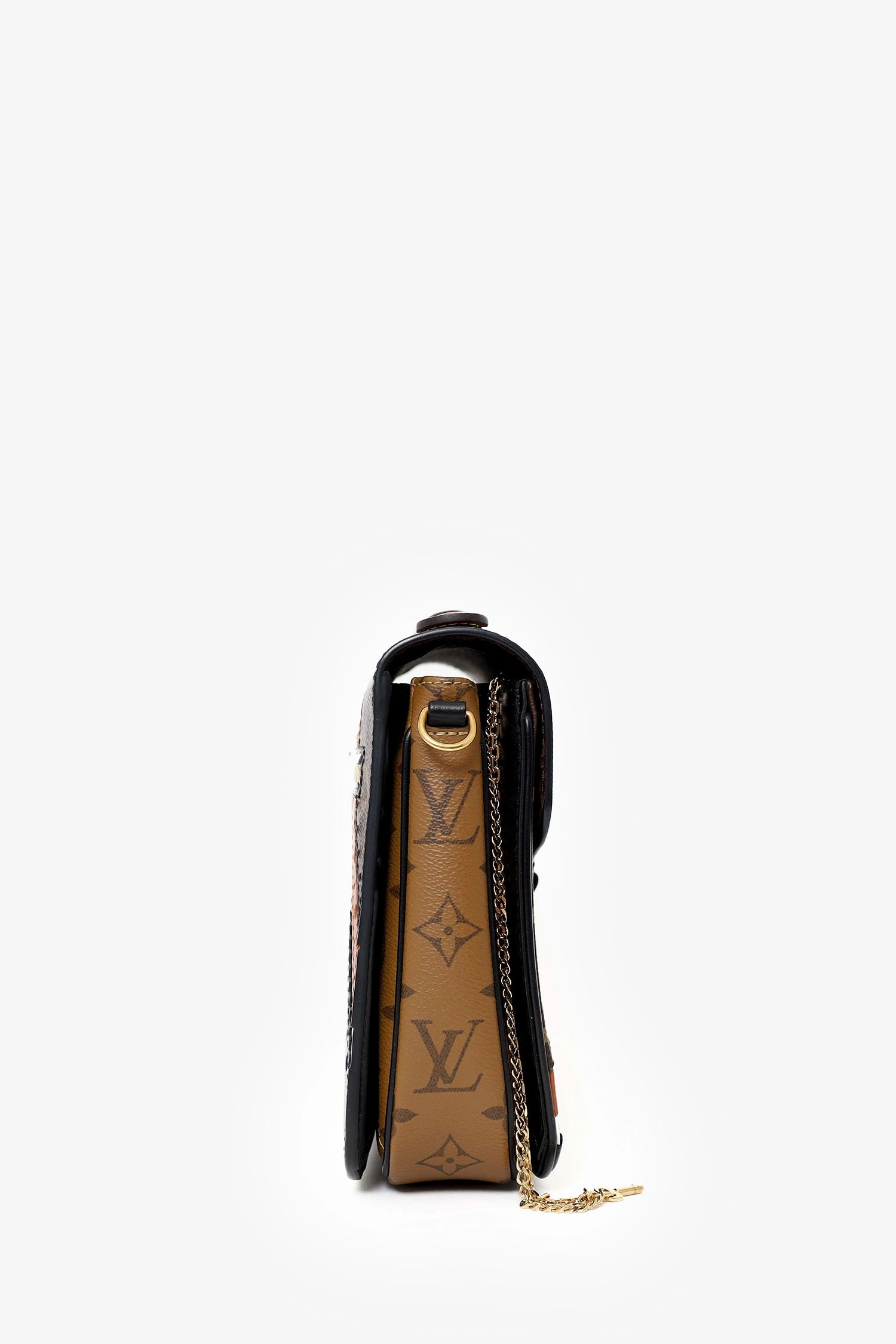 Louis Vuitton Black/Brown Leather Monogram Pochette Metis Brogue Bag with Strap