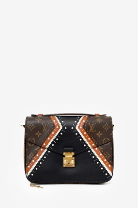 Louis Vuitton Black/Brown Leather Monogram Pochette Metis Brogue Bag with Strap
