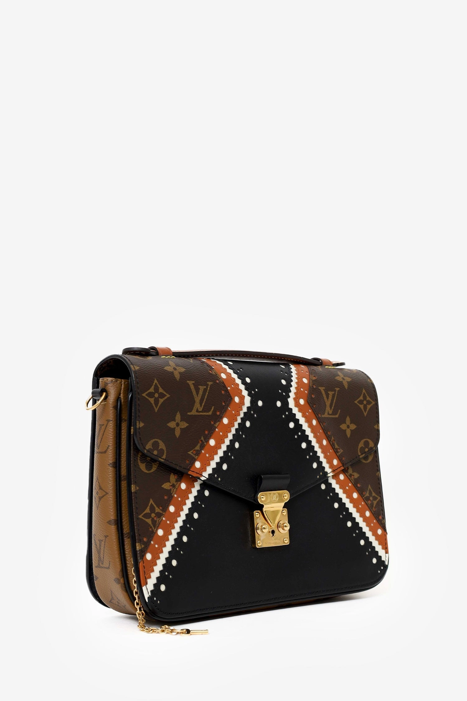 Louis Vuitton Black/Brown Leather Monogram Pochette Metis Brogue Bag with Strap