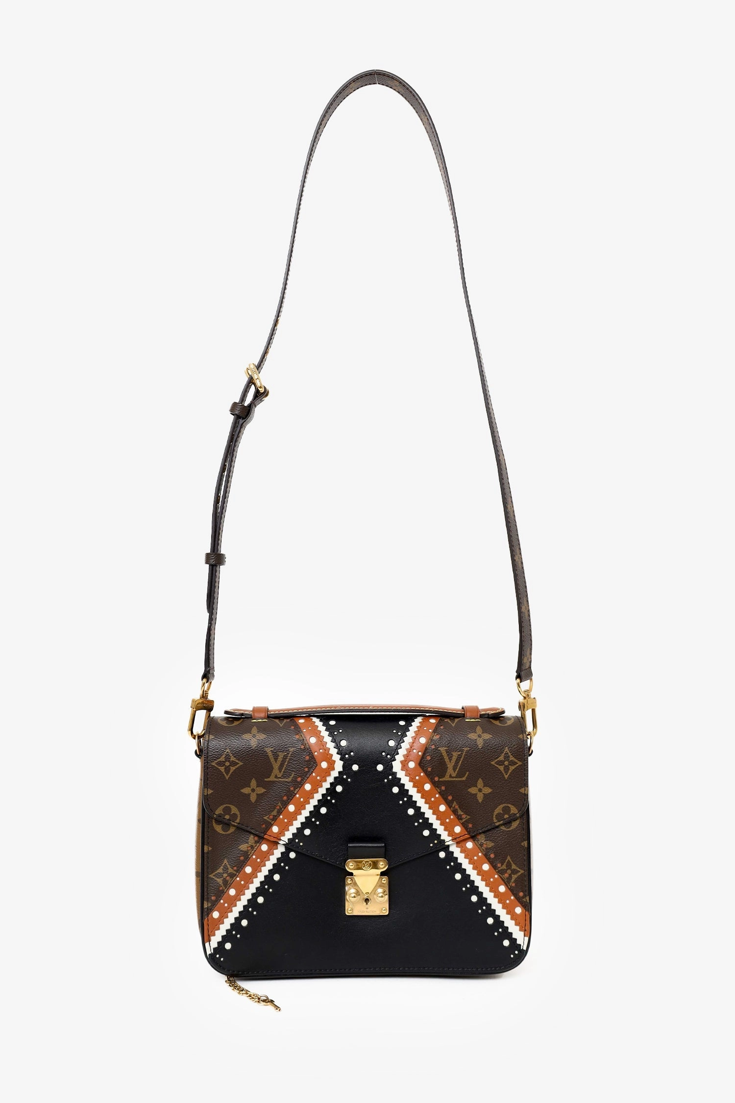 Louis Vuitton Black/Brown Leather Monogram Pochette Metis Brogue Bag with Strap