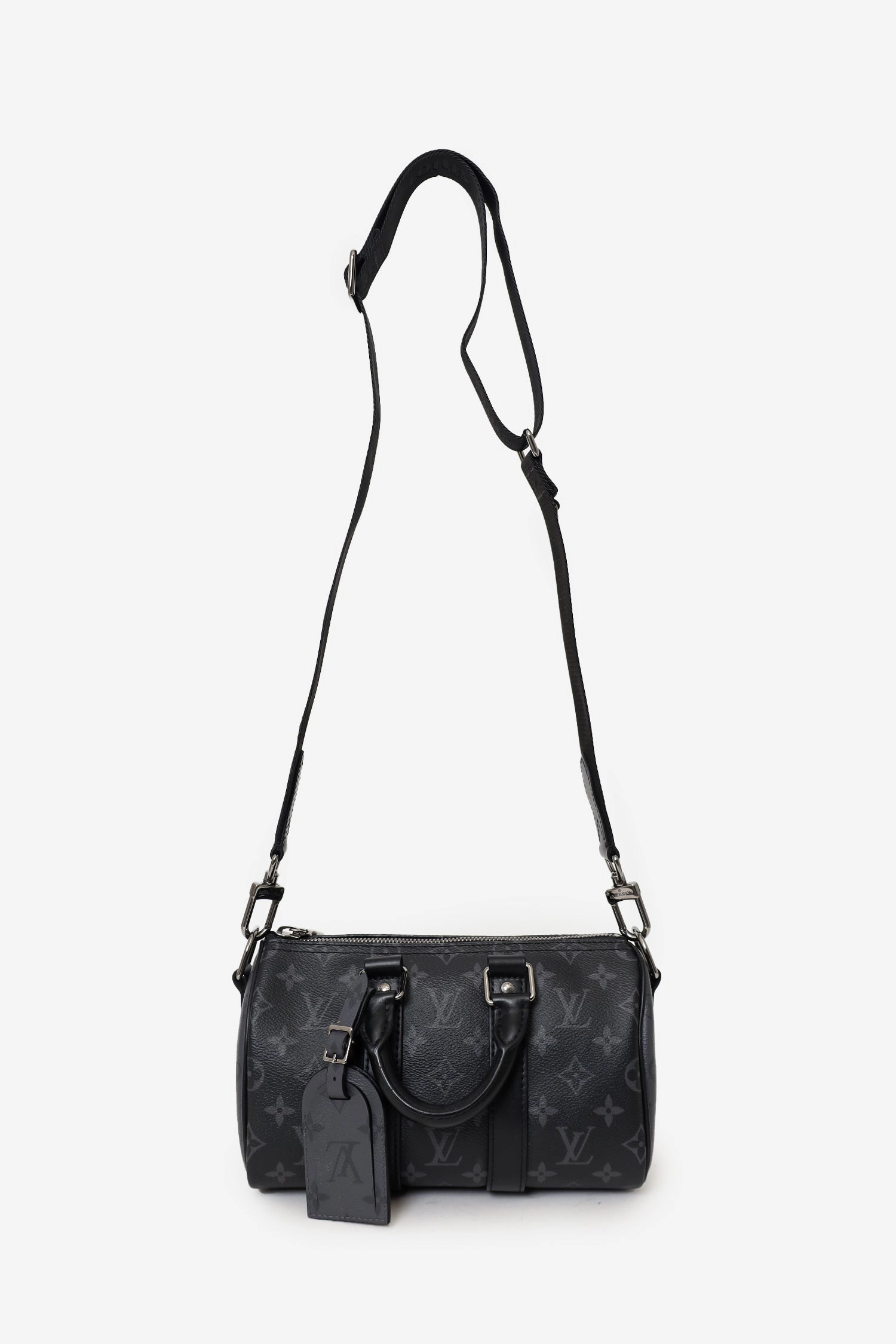 Louis Vuitton Black Monogram Eclipse Keepall Bandoulire 25 with Strap