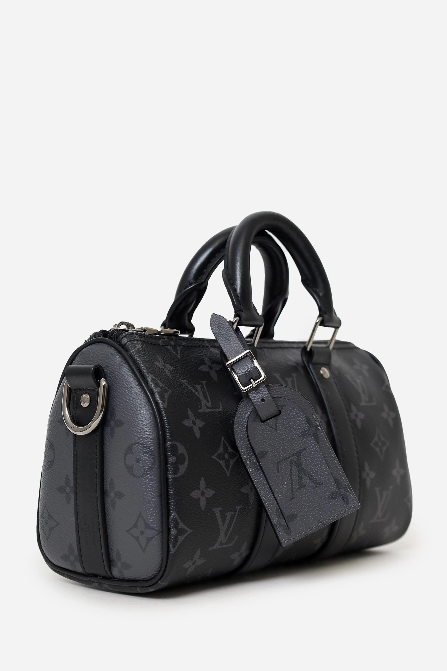 Louis Vuitton Black Monogram Eclipse Keepall Bandoulire 25 with Strap