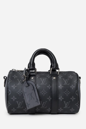 Louis Vuitton Black Monogram Eclipse Keepall Bandoulire 25 with Strap