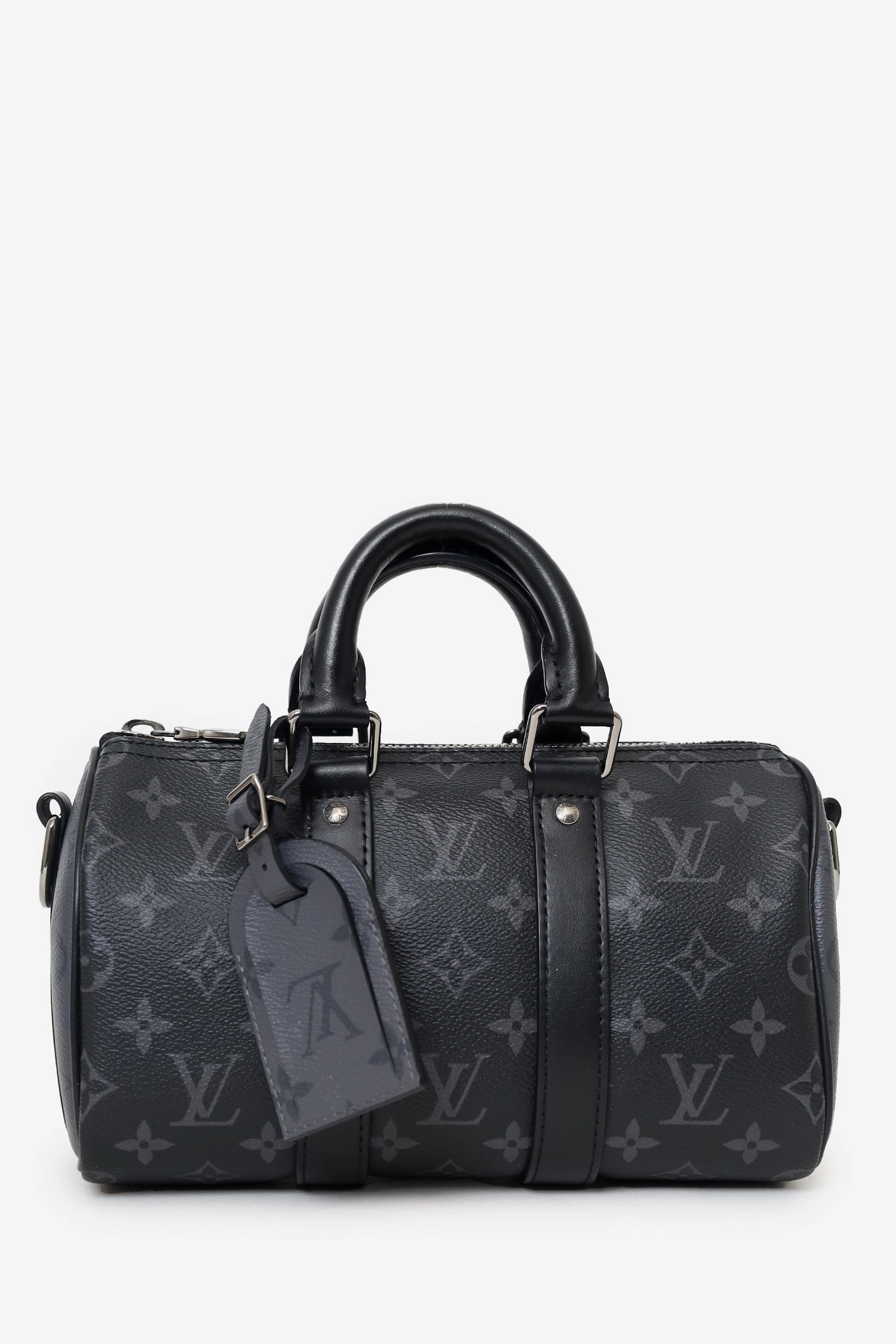 Louis Vuitton Black Monogram Eclipse Keepall Bandoulire 25 with Strap