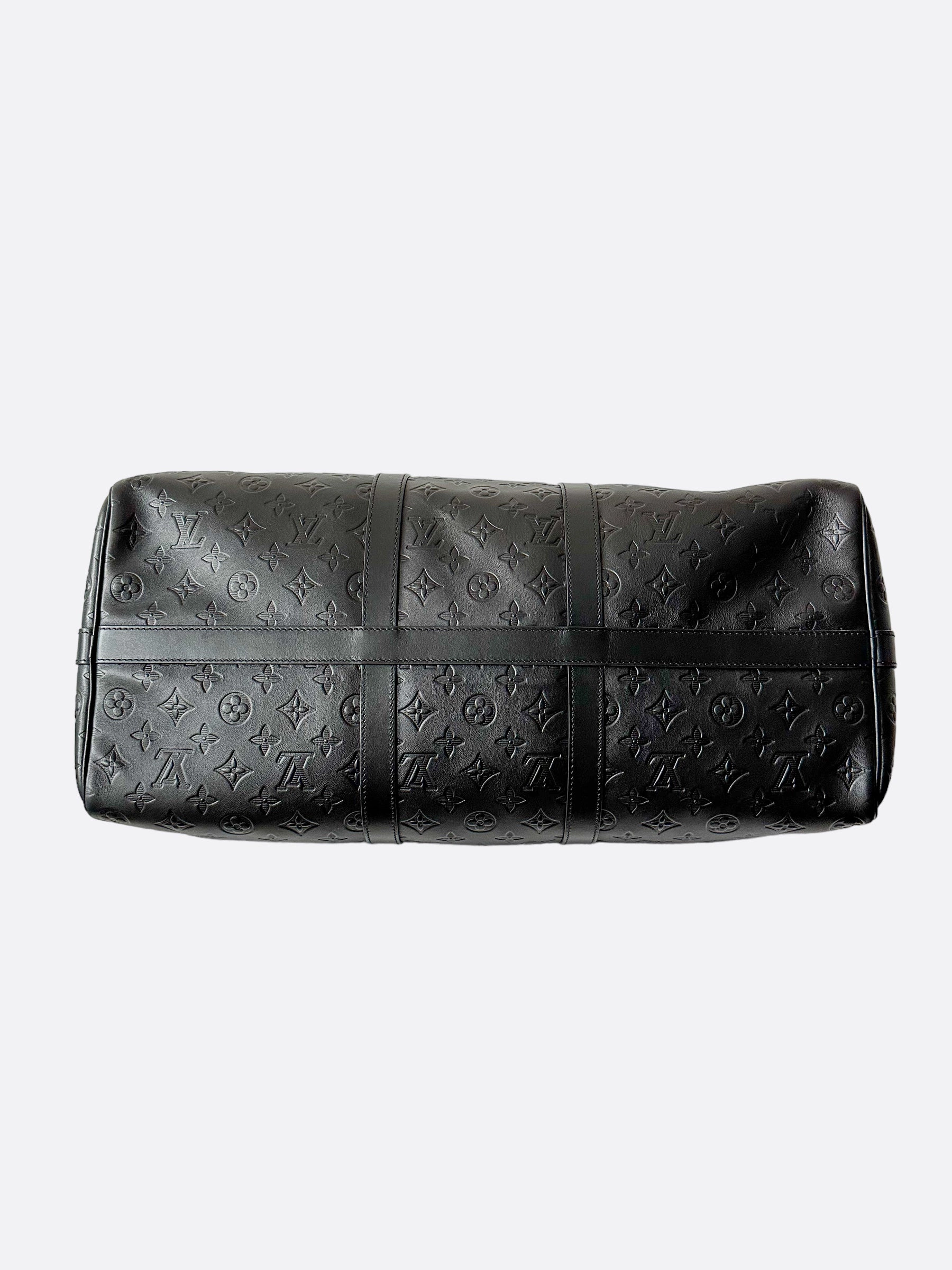 Louis Vuitton Black Shadow Monogram Keepall 50