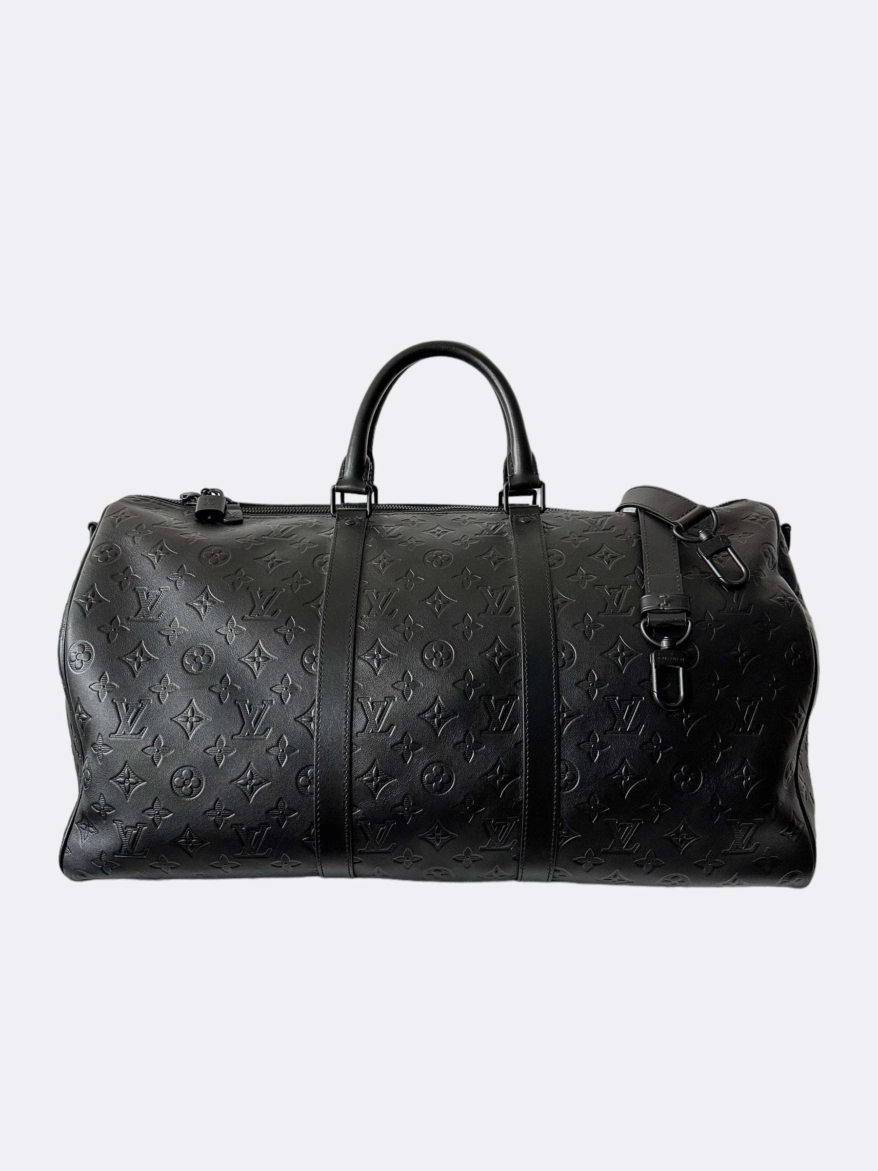Louis Vuitton Black Shadow Monogram Keepall 50