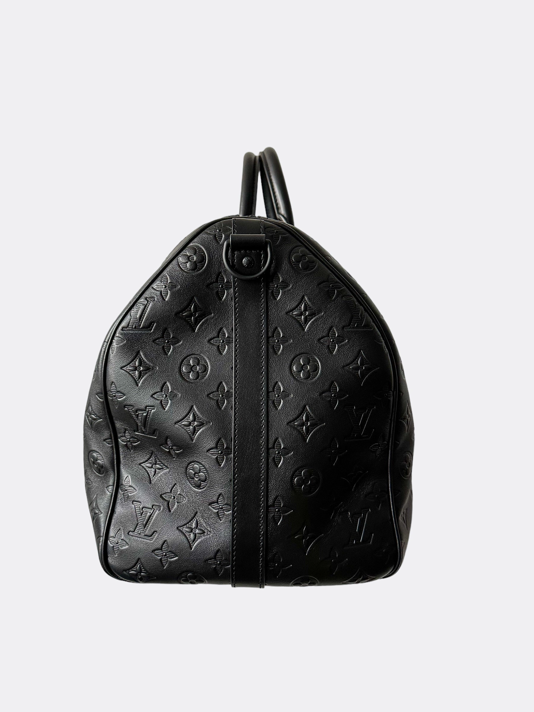 Louis Vuitton Black Shadow Monogram Keepall 50