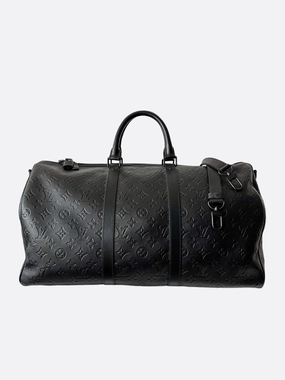 Louis Vuitton Black Shadow Monogram Keepall 50